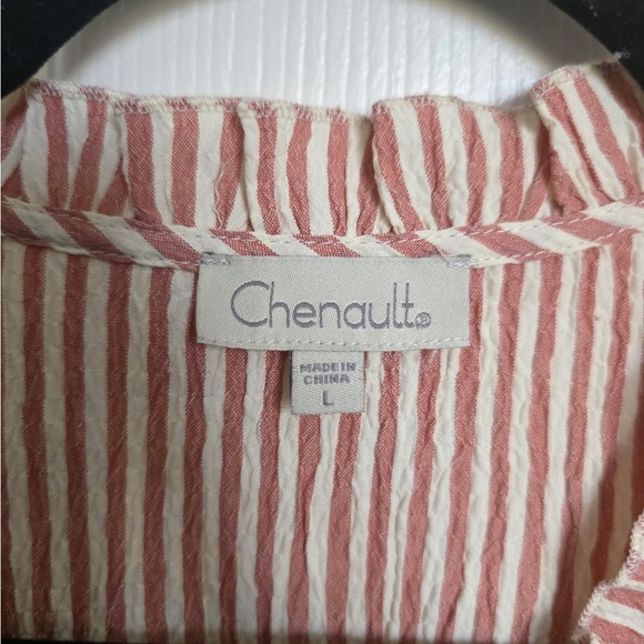 Chenault smocked tie-front striped sleeveless top-Large - Picture 2 of 2